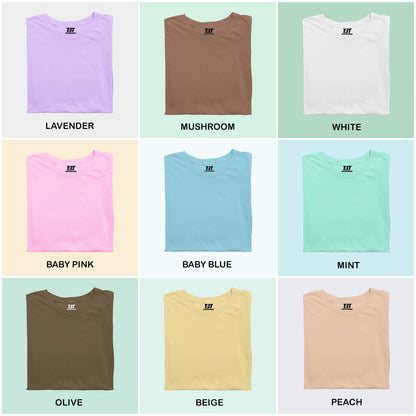 Tranquil Tones Combo Pack Of 9 Multicolor combo Premium cotton T-shirt unisex tees half sleeve crew neck regular fit T-shirt colors available lavender mushroom white baby pink baby blue mint olive beige peach