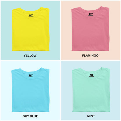 Tropical Vibes Combo Pack Of 4 Multicolor combo Premium cotton T-shirt unisex tees half sleeve crew neck regular fit T-shirt colors available  yellow flamingo sky blue mint