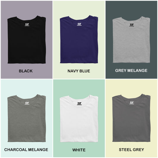 Urban Essential Combo Pack Of 6 Multicolor combo Premium cotton T-shirt unisex tees half sleeve crew neck regular fit T-shirt colors available black navy blue grey melange charcoal melange white steel grey