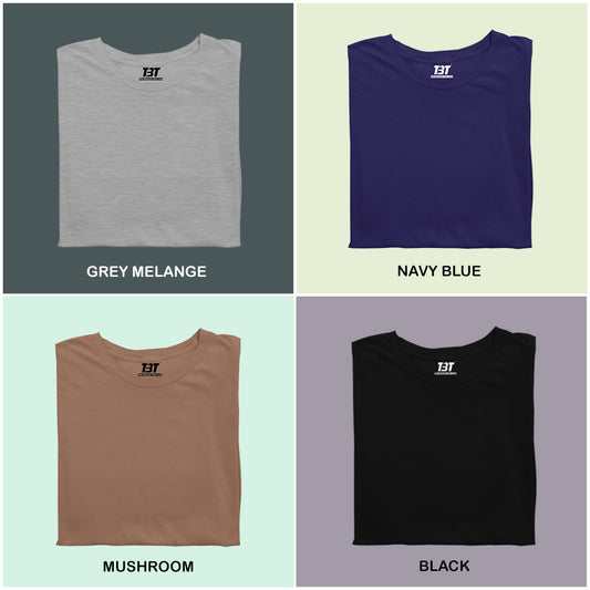 Urban Spectrum Combo Pack Of 4 Multicolor combo Premium cotton T-shirt unisex tees half sleeve crew neck regular fit T-shirt colors available grey melange navy blue mushroom black 