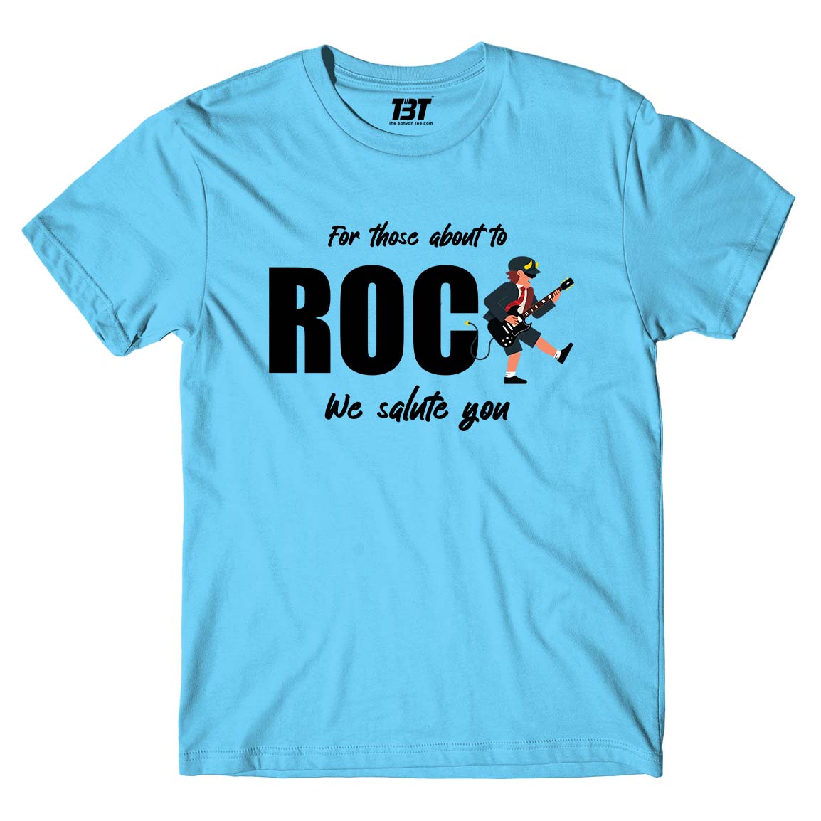 ac/dc for those about to rock t-shirt music band buy online india the banyan tee tbt men women girls boys unisex Sky Blue