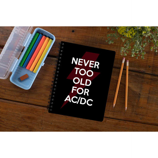 ac/dc never too old for ac/dc notebook notepad diary buy online india the banyan tee tbt unruled