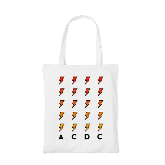 ac/dc high voltage tote bag hand printed cotton women men unisex