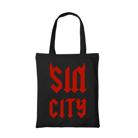 ac/dc sin city tote bag hand printed cotton women men unisex