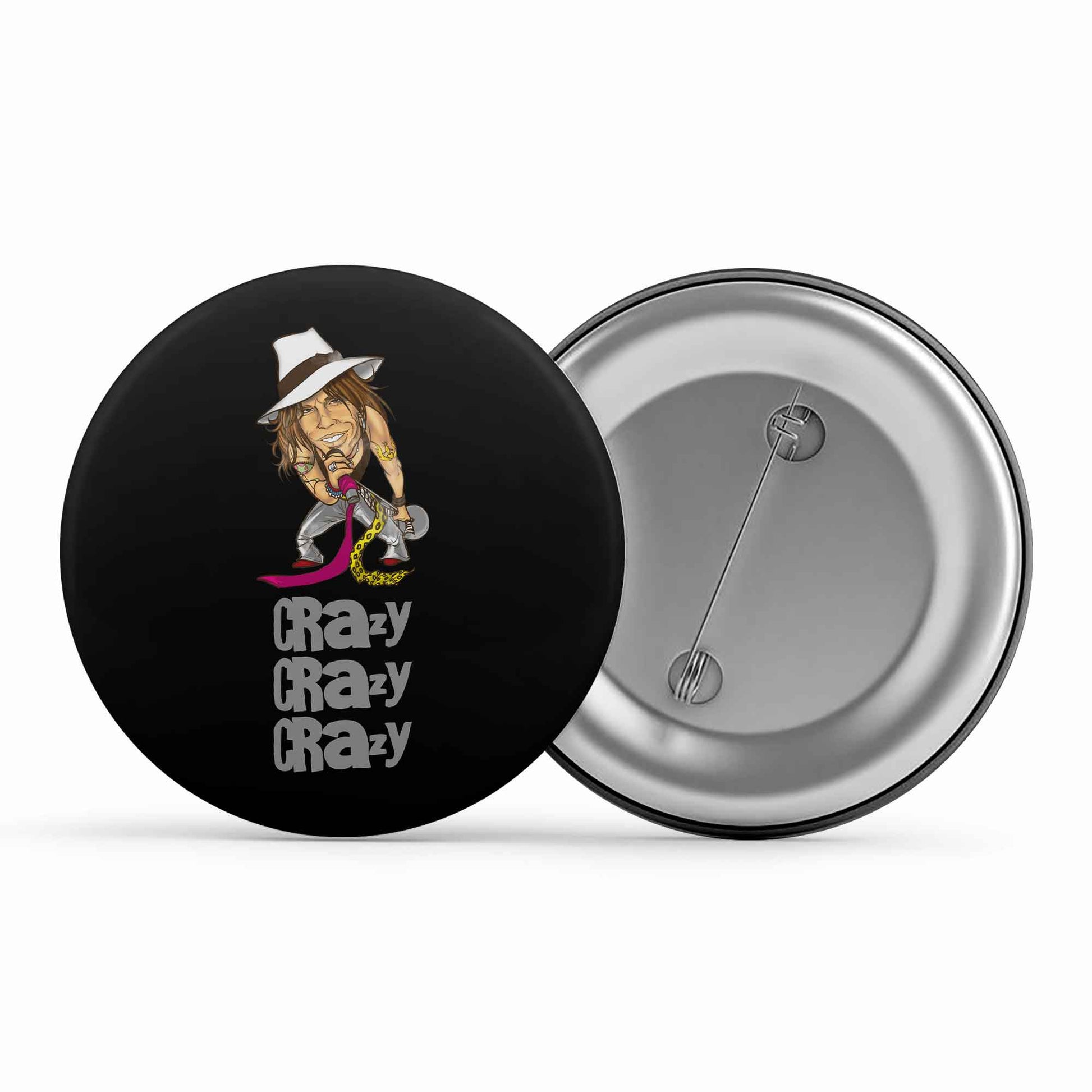 aerosmith crazy badge pin button music band buy online india the banyan tee tbt men women girls boys unisex