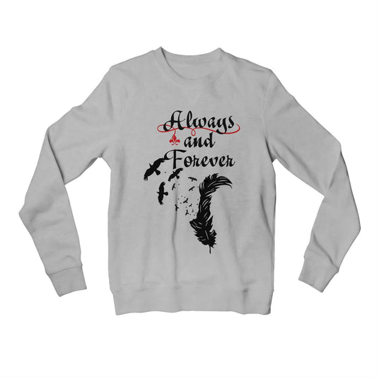 the vampire diaries always and forever sweatshirt upper winterwear tv & movies buy online india the banyan tee tbt men women girls boys unisex gray tvd stefan elena damon caroline katherine tyler bonnie