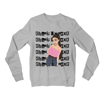 ariana grande thank u next sweatshirt upper winterwear music band buy online india the banyan tee tbt men women girls boys unisex gray