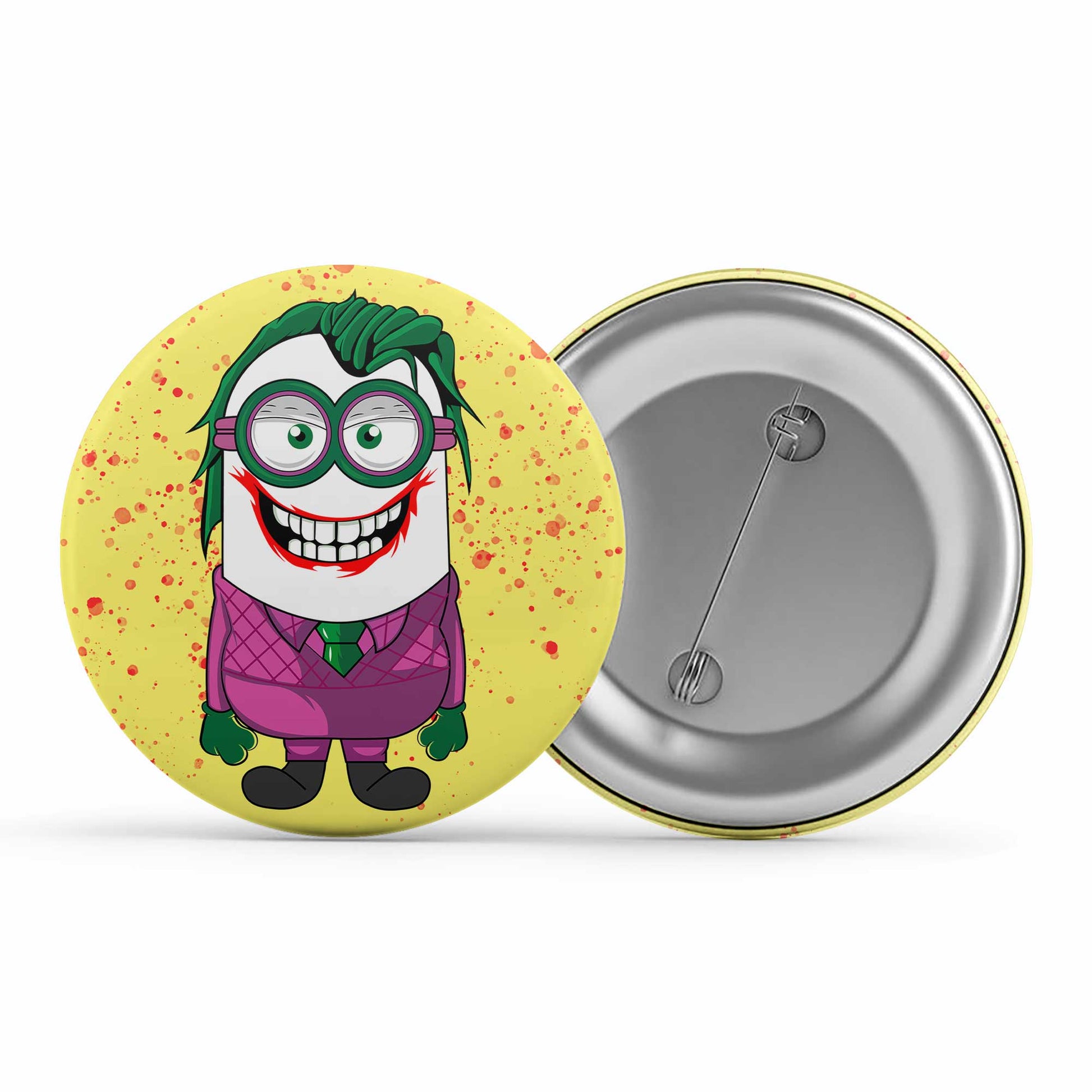 minions joker badge metal pin button the banyan tee tbt pin button lapel pin cartoon character funny quirky cool illustration