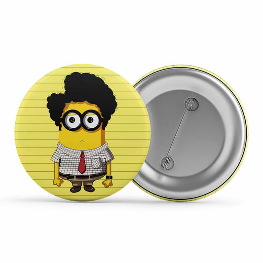 minions nerdy min nerdy man badge metal pin button the banyan tee tbt pin button lapel pin cartoon character funny quirky cool illustration