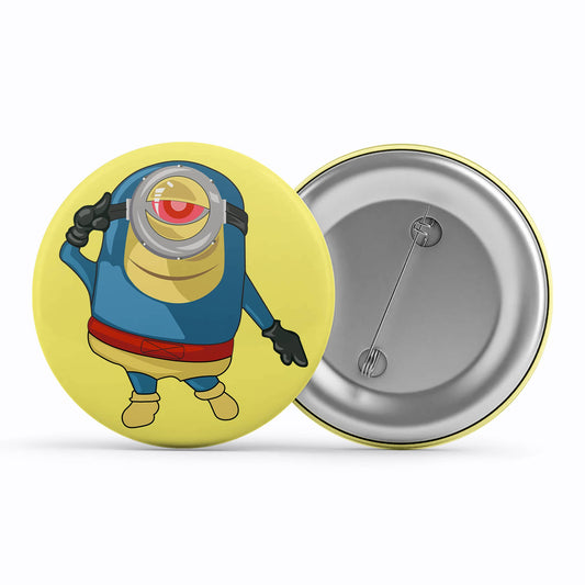 minions super min super man badge metal pin button the banyan tee tbt pin button lapel pin cartoon character funny quirky cool illustration
