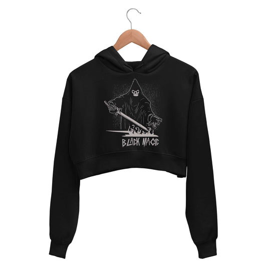 slayer black magic crop hoodie hooded sweatshirt upper winterwear music band buy online india the banyan tee tbt men women girls boys unisex black