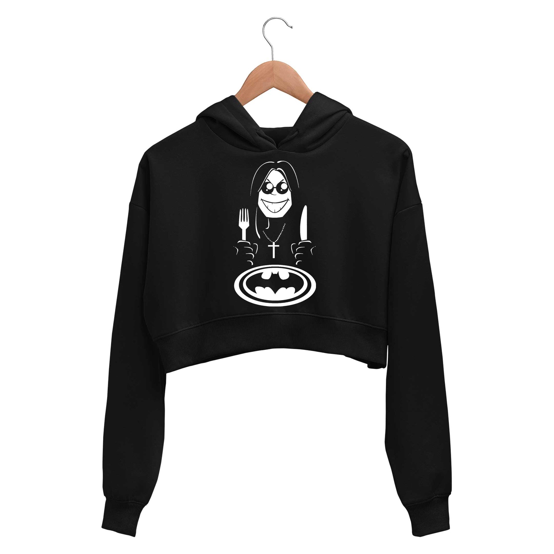 black sabbath bat meal crop hoodie hooded sweatshirt upper winterwear music band buy online india the banyan tee tbt men women girls boys unisex black