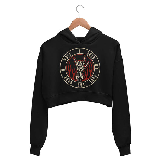 black sabbath sold my soul for rock n' roll crop hoodie hooded sweatshirt upper winterwear music band buy online india the banyan tee tbt men women girls boys unisex black