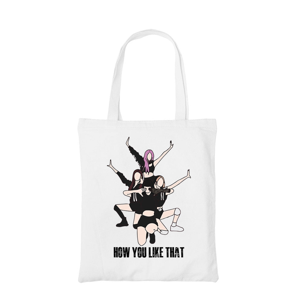 black pink how you like that tote bag hand printed cotton women men unisex