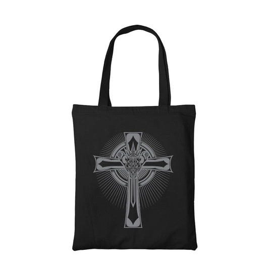 black sabbath headless cross tote bag hand printed cotton women men unisex