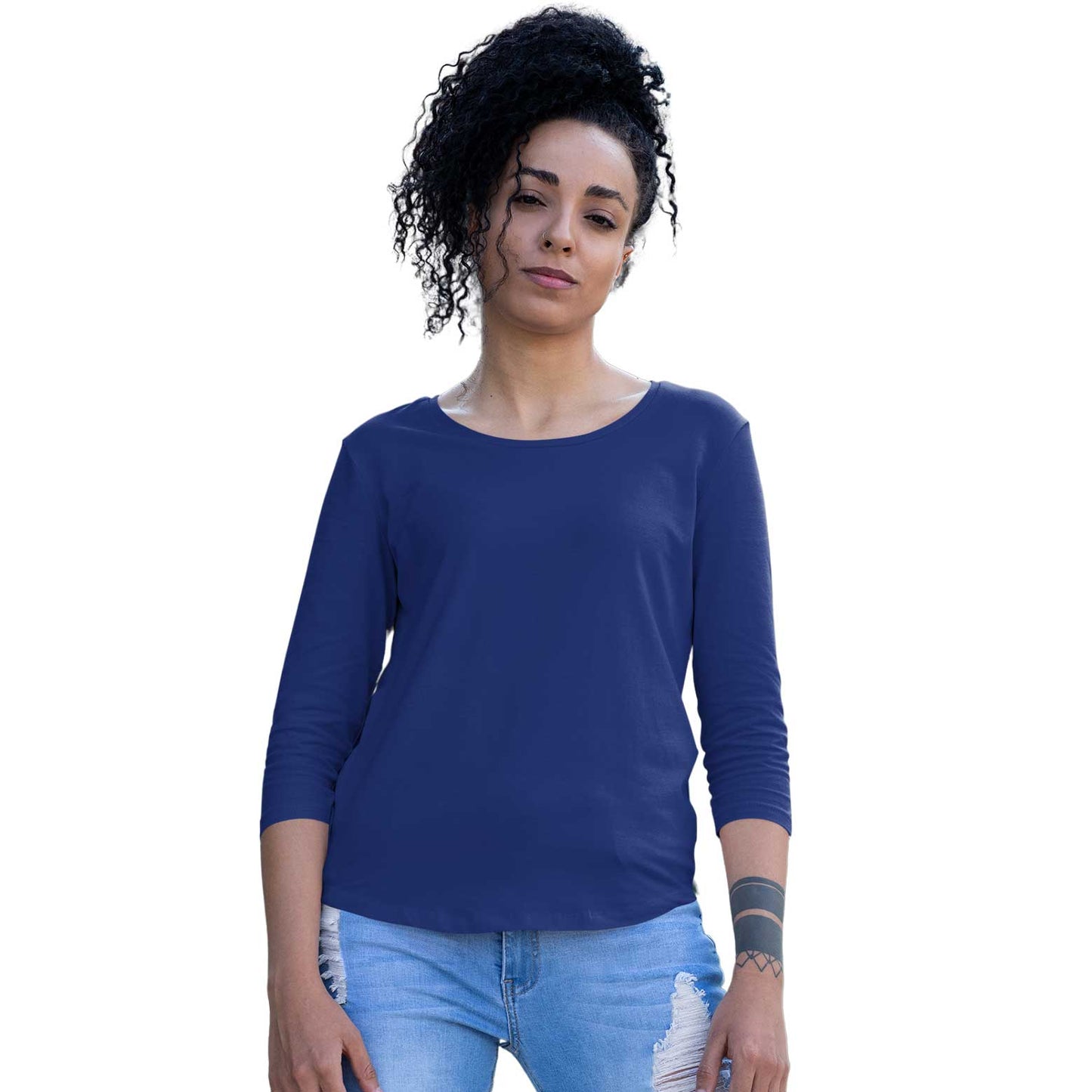 Navy Blue 3/4th Sleeves Top