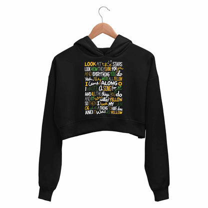 coldplay yellow crop hoodie hooded sweatshirt upper winterwear music band buy online india the banyan tee tbt men women girls boys unisex black