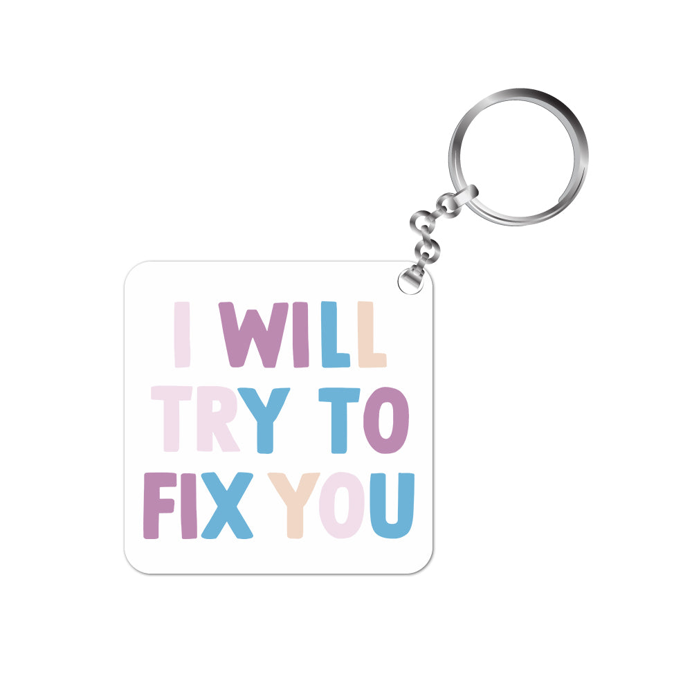 coldplay i will try to fix you keychain keyring for car bike unique home music band buy online india the banyan tee tbt men women girls boys unisex
