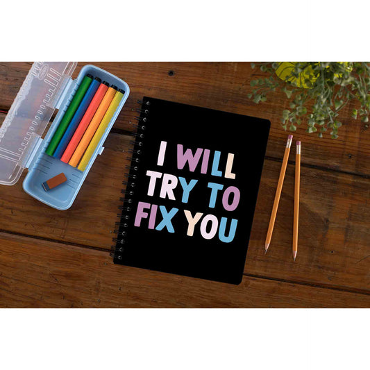 coldplay i will try to fix you notebook notepad diary buy online india the banyan tee tbt unruled