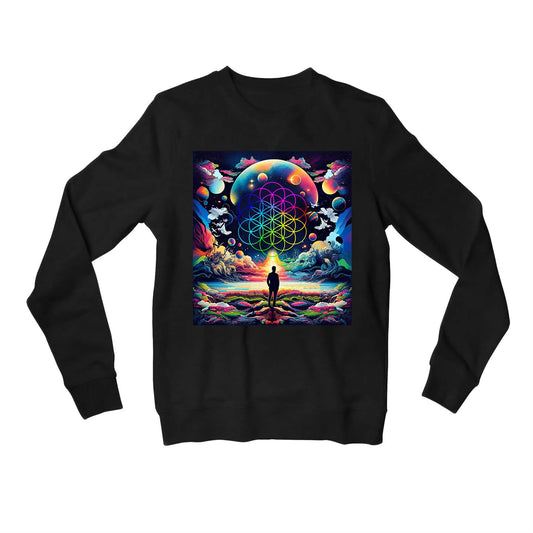 coldplay ethereal skies sweatshirt upper winterwear music band buy online india the banyan tee tbt men women girls boys unisex black 