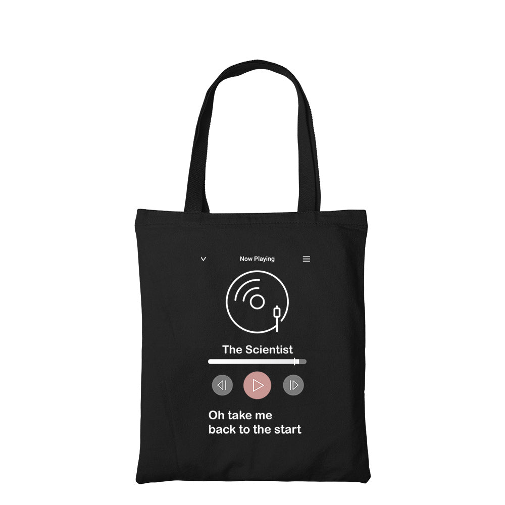 coldplay the scientist tote bag hand printed cotton women men unisex