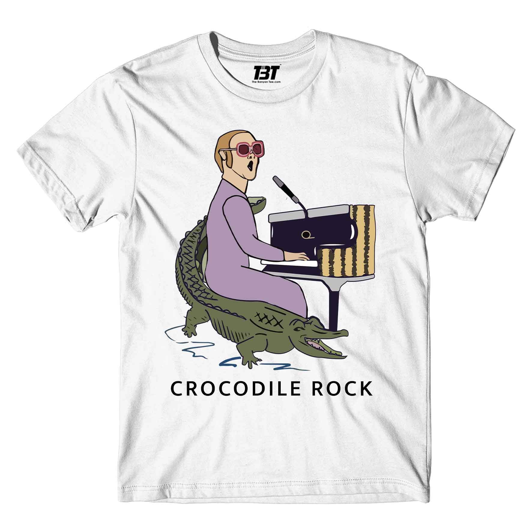 elton john crocodile rock t-shirt music band buy online india the banyan tee tbt men women girls boys unisex white