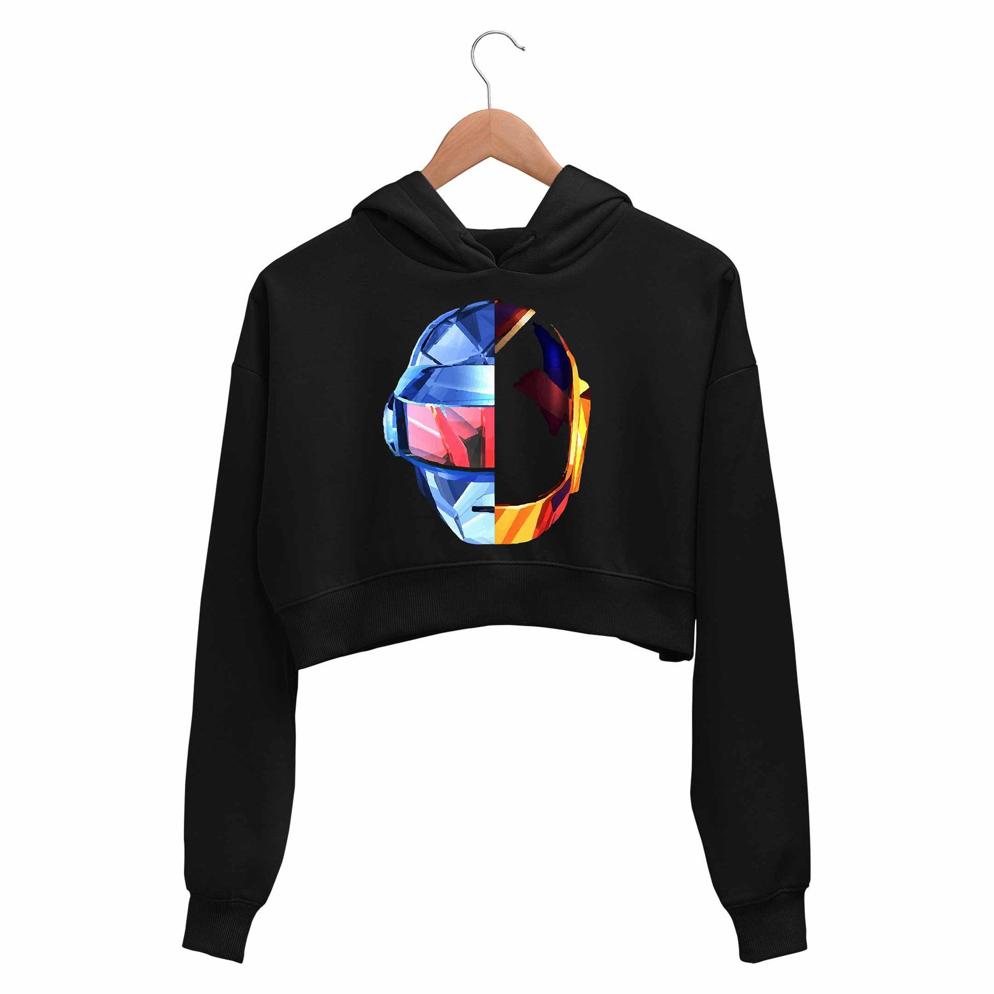 daft punk the punk helmets crop hoodie hooded sweatshirt upper winterwear music band buy online india the banyan tee tbt men women girls boys unisex black