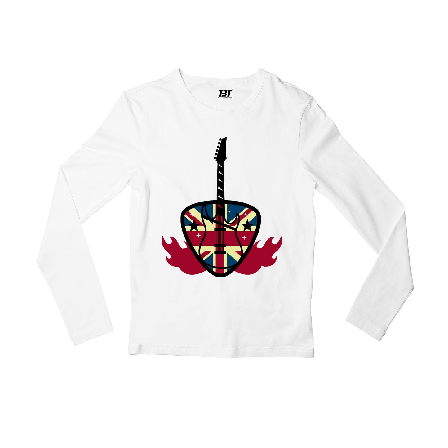 def leppard guitar art full sleeves long sleeves music band buy online india the banyan tee tbt men women girls boys unisex white