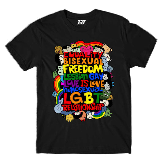 pride doodle t-shirt printed graphic stylish buy online india the banyan tee tbt men women girls boys unisex black - lgbtqia+