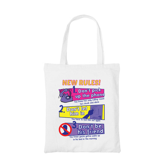 dua lipa new rules tote bag hand printed cotton women men unisex