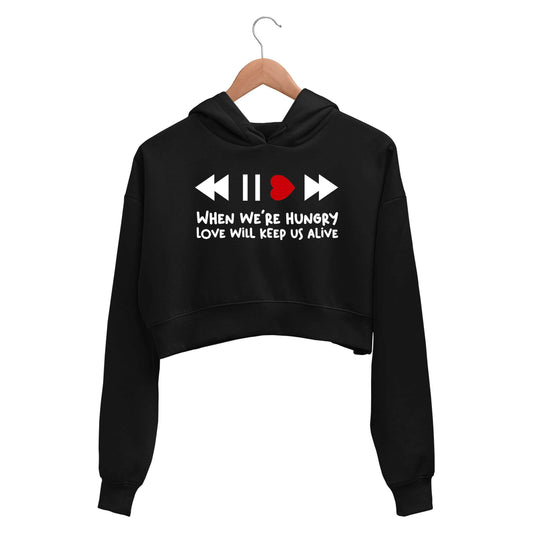 eagles love will keep us alive crop hoodie hooded sweatshirt upper winterwear music band buy online india the banyan tee tbt men women girls boys unisex black