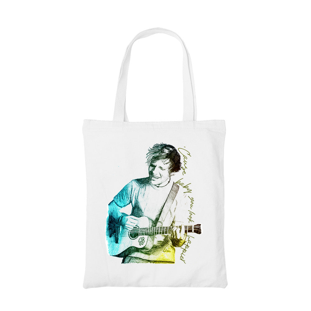 ed sheeran happier tote bag hand printed cotton women men unisex