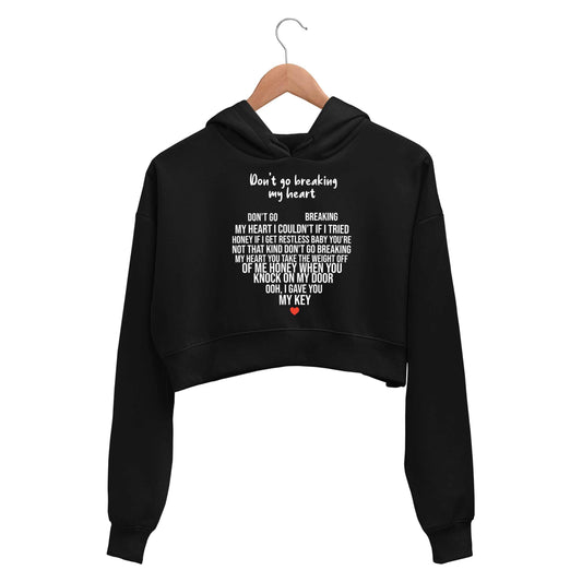 elton john don't go breaking my heart crop hoodie hooded sweatshirt upper winterwear music band buy online india the banyan tee tbt men women girls boys unisex black