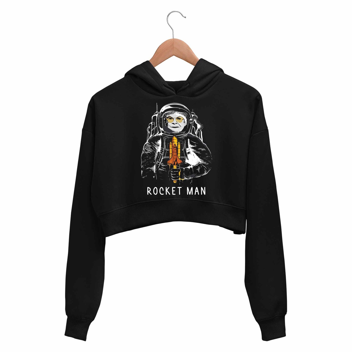 elton john rocket man crop hoodie hooded sweatshirt upper winterwear music band buy online india the banyan tee tbt men women girls boys unisex black