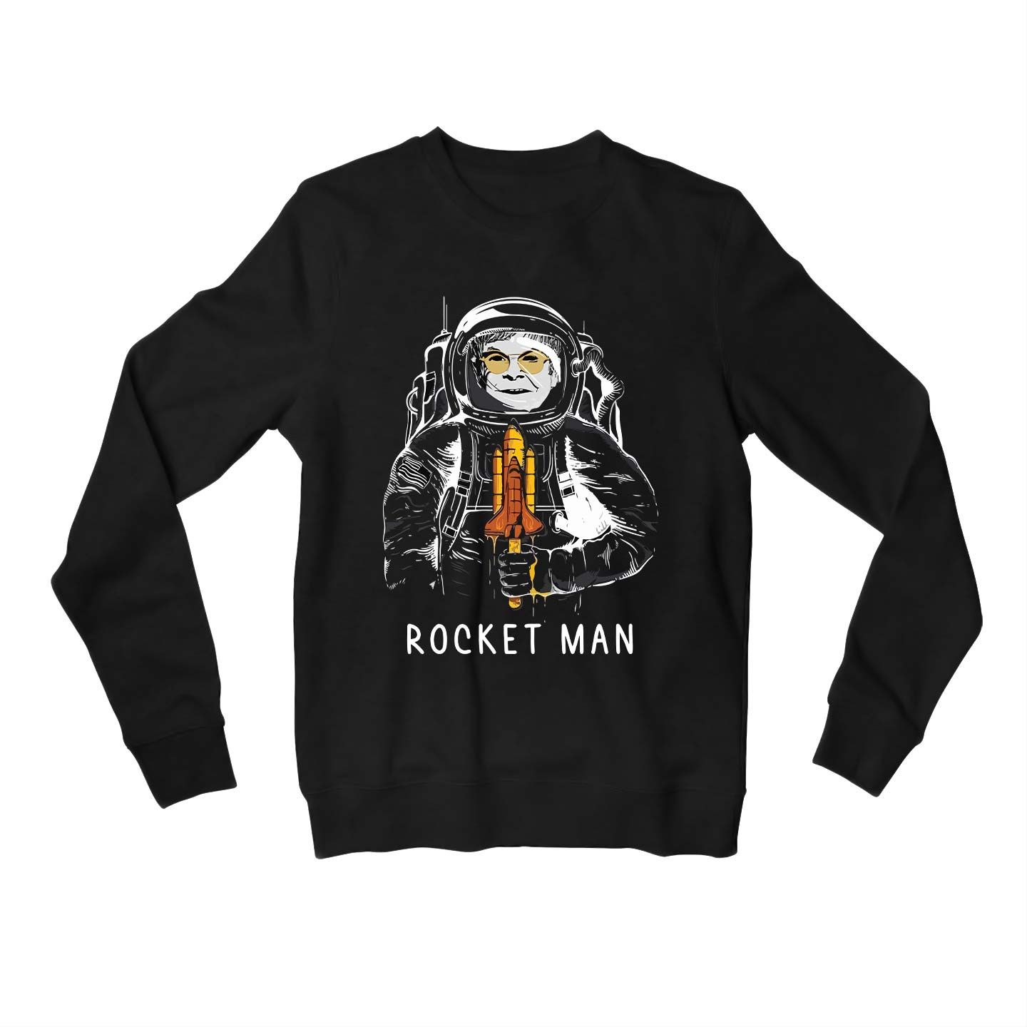 elton john rocket man sweatshirt upper winterwear music band buy online india the banyan tee tbt men women girls boys unisex black