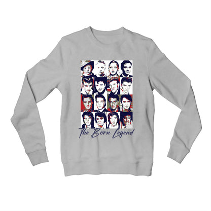 elvis presley the born legend sweatshirt upper winterwear music band buy online india the banyan tee tbt men women girls boys unisex gray