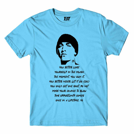 eminem lose yourself t-shirt music band buy online india the banyan tee tbt men women girls boys unisex Sky Blue