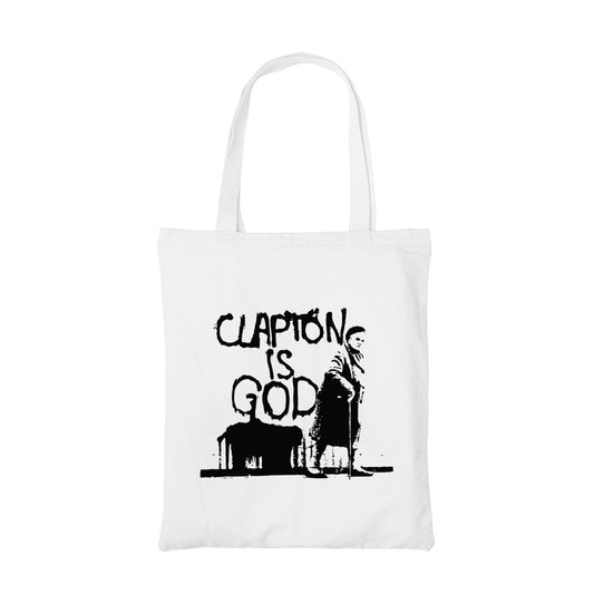 eric clapton clapton is god tote bag hand printed cotton women men unisex