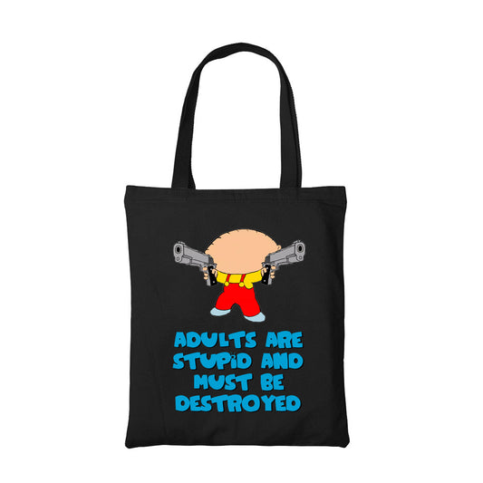 family guy adults are stupid tote bag hand printed cotton women men unisex