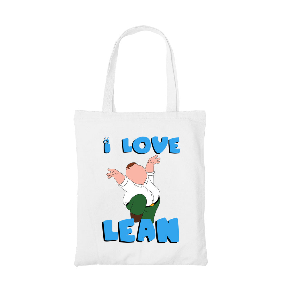 family guy i love lean tote bag hand printed cotton women men unisex