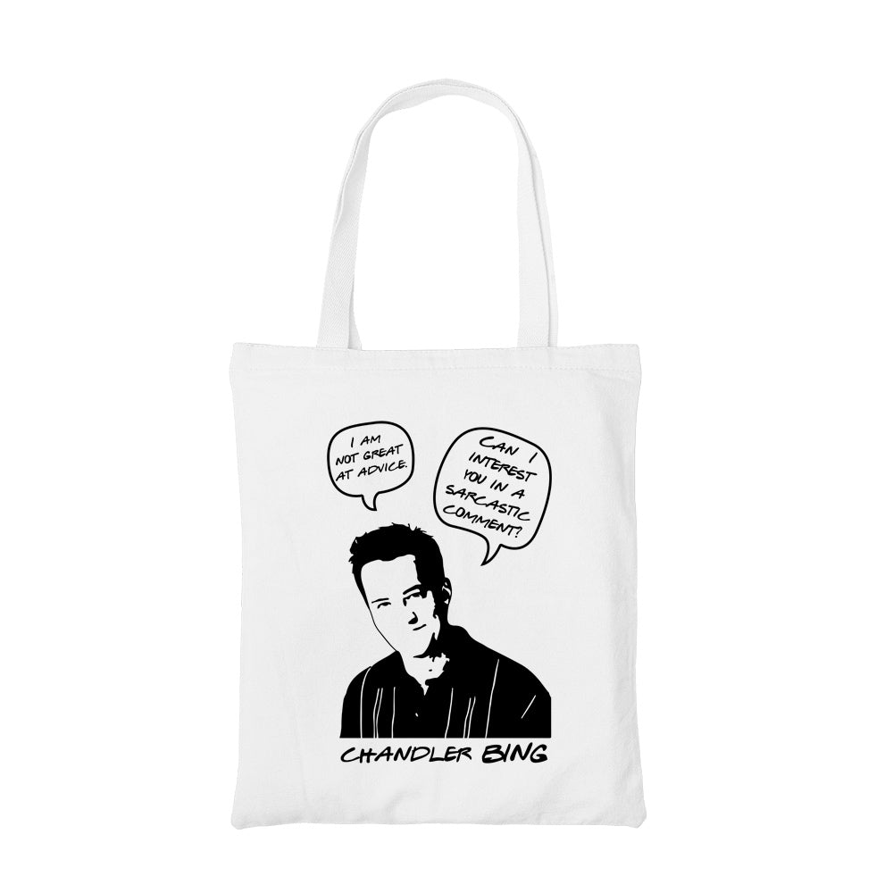 friends chandler quote tote bag hand printed cotton women men unisex