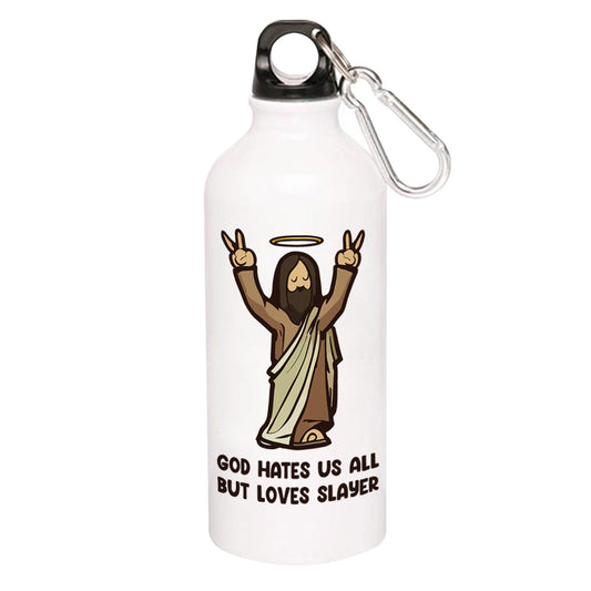 slayer god loves slayer sipper steel water bottle flask gym shaker music band buy online india the banyan tee tbt men women girls boys unisex