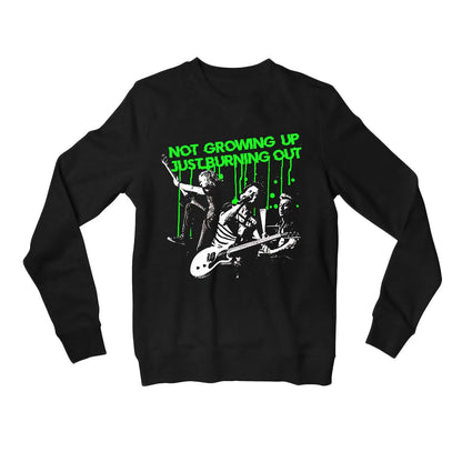 green day burnout sweatshirt upper winterwear music band buy online india the banyan tee tbt men women girls boys unisex black not growing up just burning out