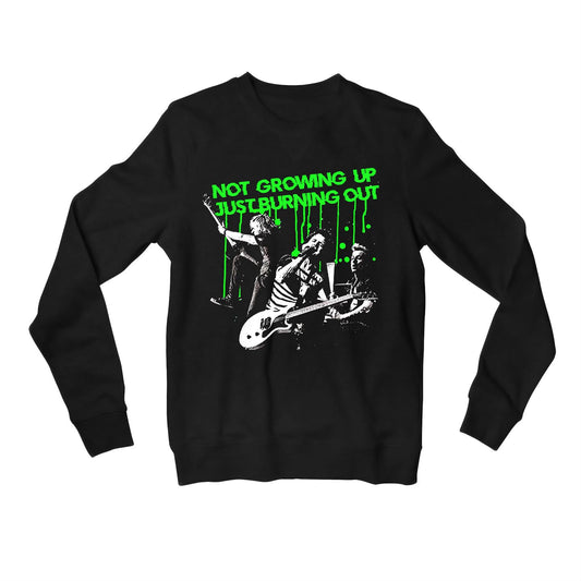 green day burnout sweatshirt upper winterwear music band buy online india the banyan tee tbt men women girls boys unisex black not growing up just burning out