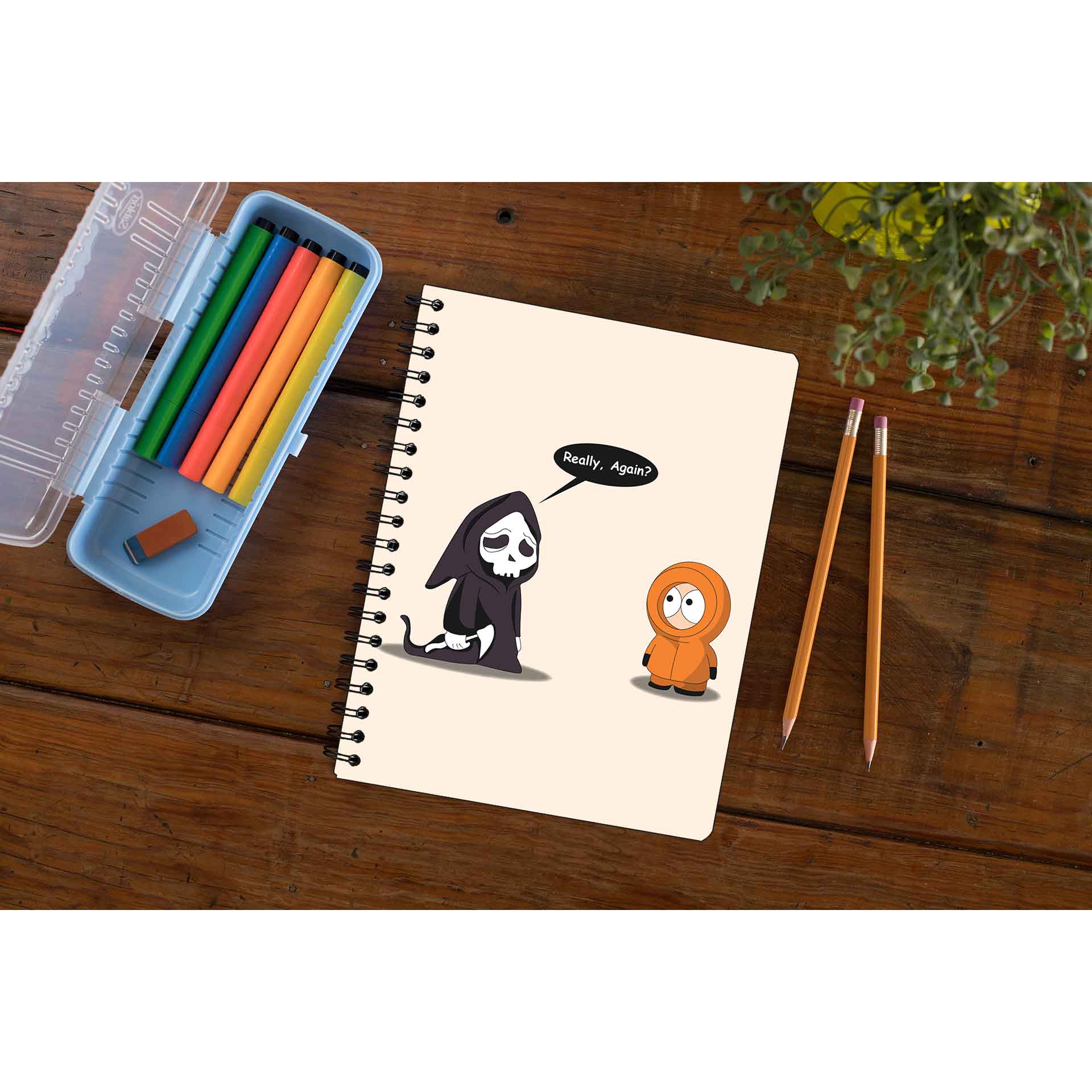 south park grim reaper notebook notepad diary buy online india the banyan tee tbt unruled south park kenny cartman stan kyle cartoon character illustration grim reaper