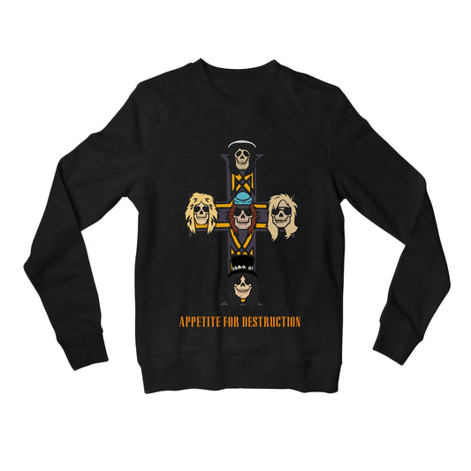 guns n' roses appetite for destruction sweatshirt upper winterwear music band buy online india the banyan tee tbt men women girls boys unisex black