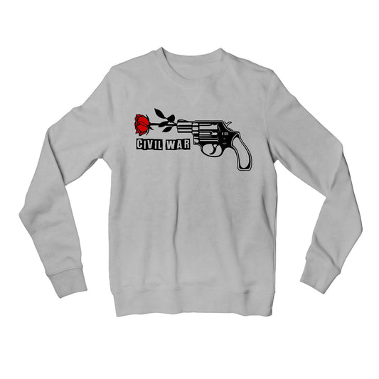 guns n' roses civil war sweatshirt upper winterwear music band buy online india the banyan tee tbt men women girls boys unisex gray