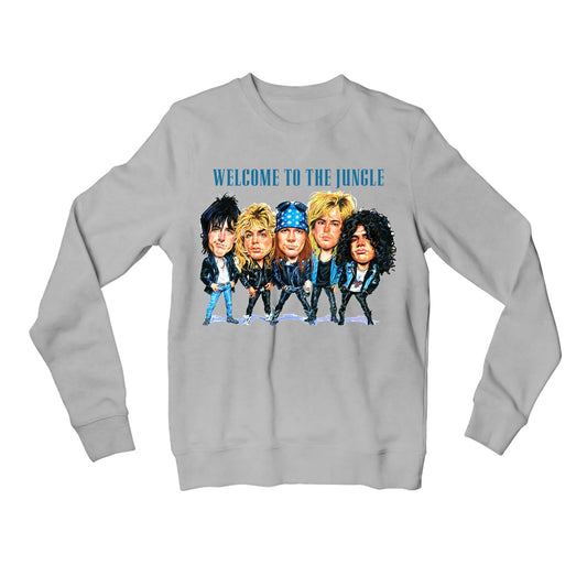 guns n' roses welcome to the jungle sweatshirt upper winterwear music band buy online india the banyan tee tbt men women girls boys unisex gray