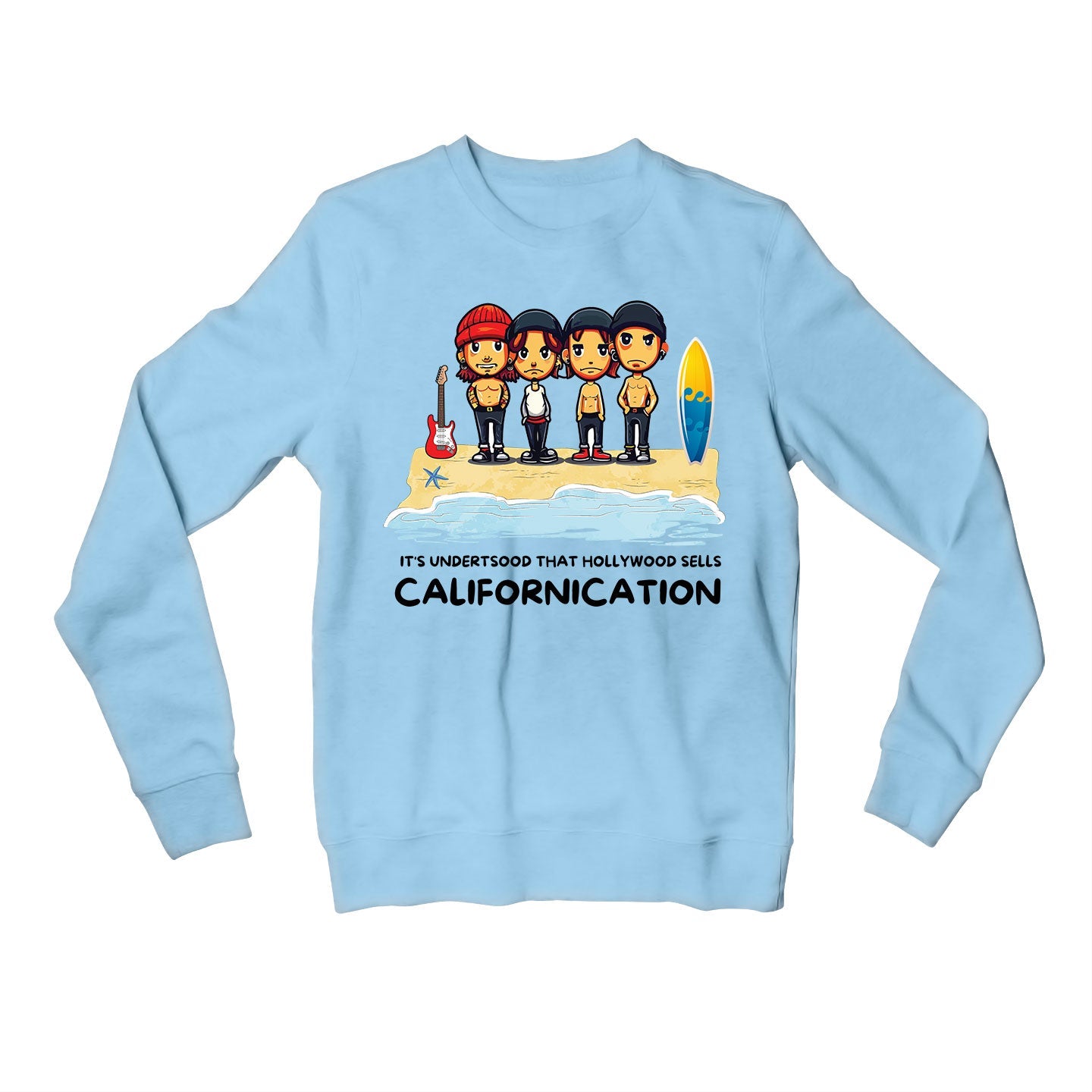 red hot chili peppers hollywood sells californication sweatshirt upper winterwear music band buy online india the banyan tee tbt men women girls boys unisex baby blue