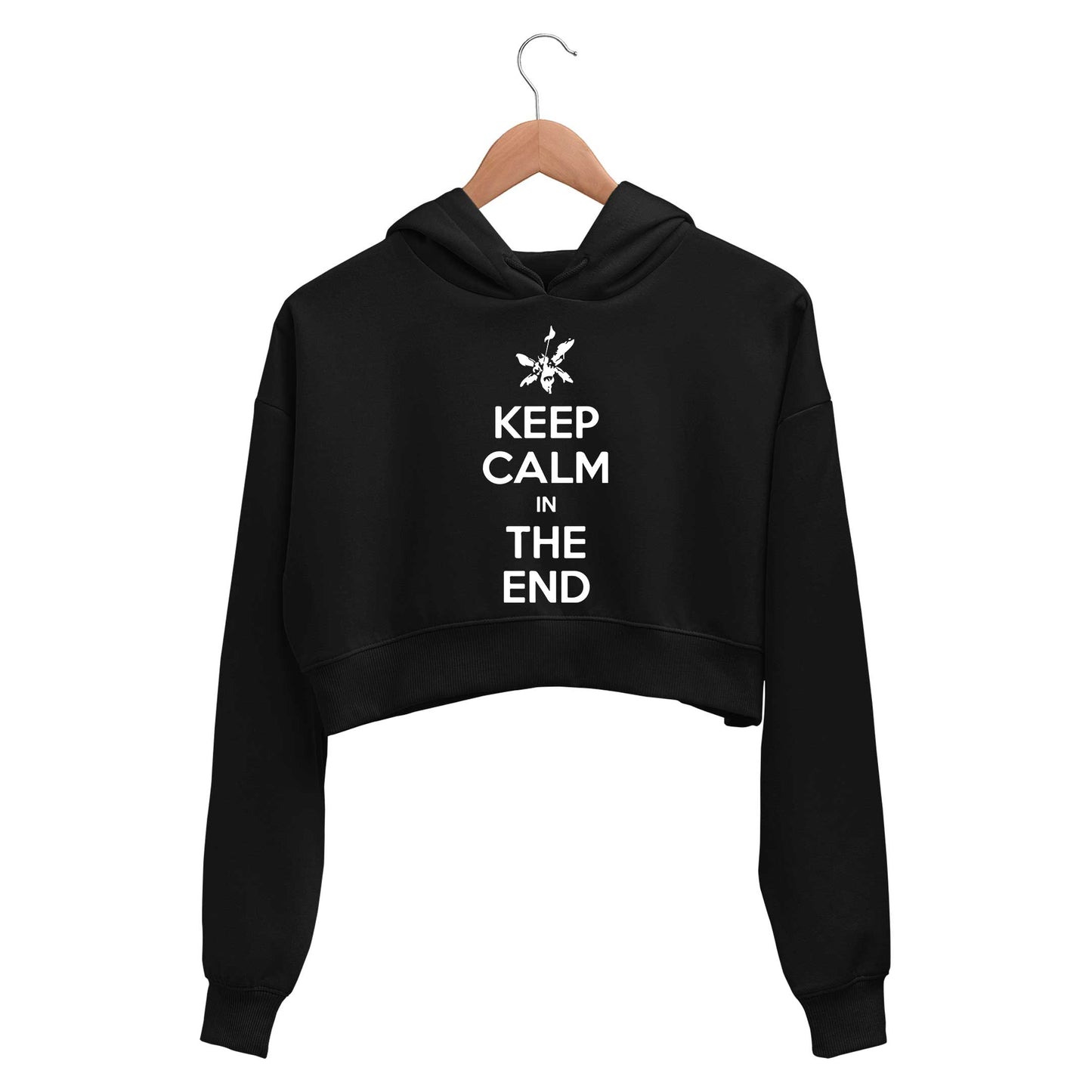 linkin park keep calm crop hoodie hooded sweatshirt upper winterwear music band buy online india the banyan tee tbt men women girls boys unisex black